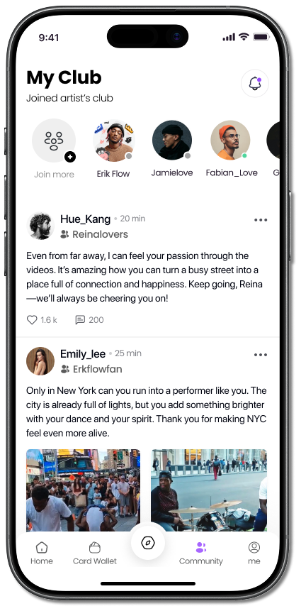 App screenshot of "My Club" showcasing every club a user joined